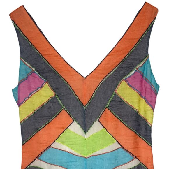 MaxAzria Collection Silk Chiffon Starburst Dress Sleeveless size 8 - Picture 2 of 8